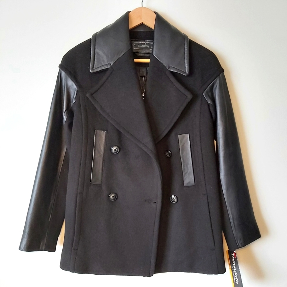 🆕Danier Camilla Black Wool & LeatherCoat
